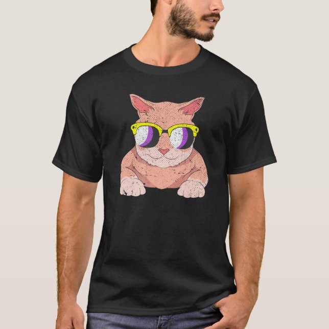 Cat Agender Lgbt Nonbinary Flag Cool Sunglasses No T-Shirt (Front)