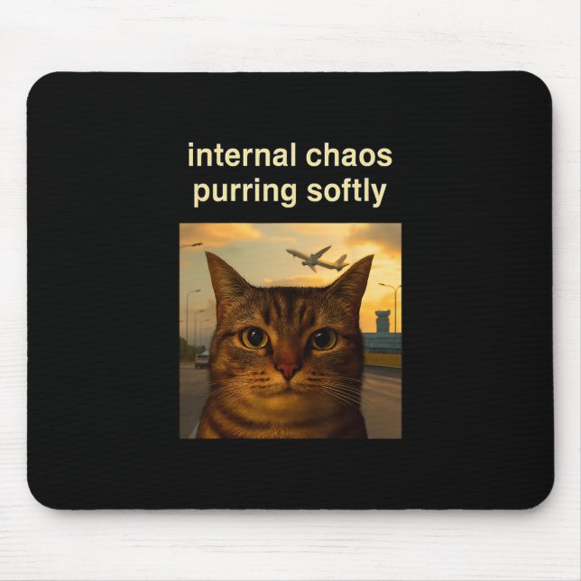 Cat Airport Relax Stress Vacation Office Meme  Mouse Pad (Front)