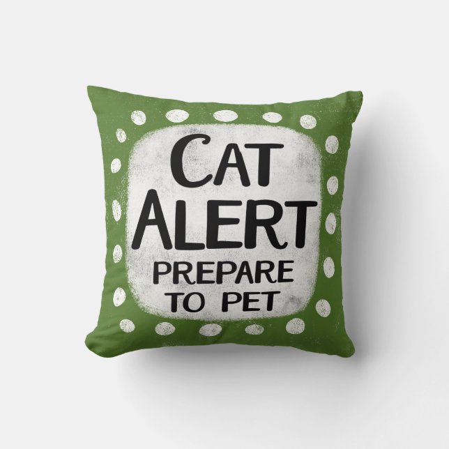 Cat Alert Throw Pillow (Front)