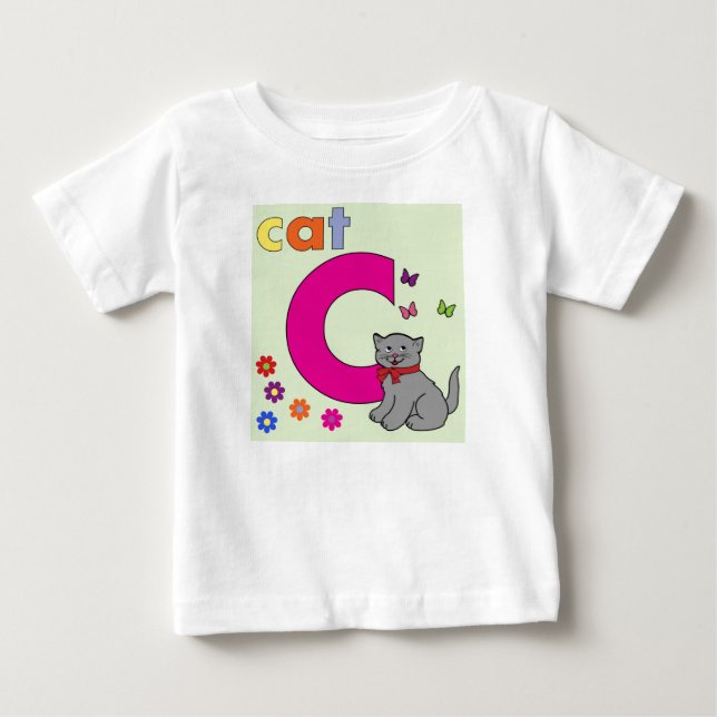 Cat Alphabet Letter C Baby T-Shirt (Front)