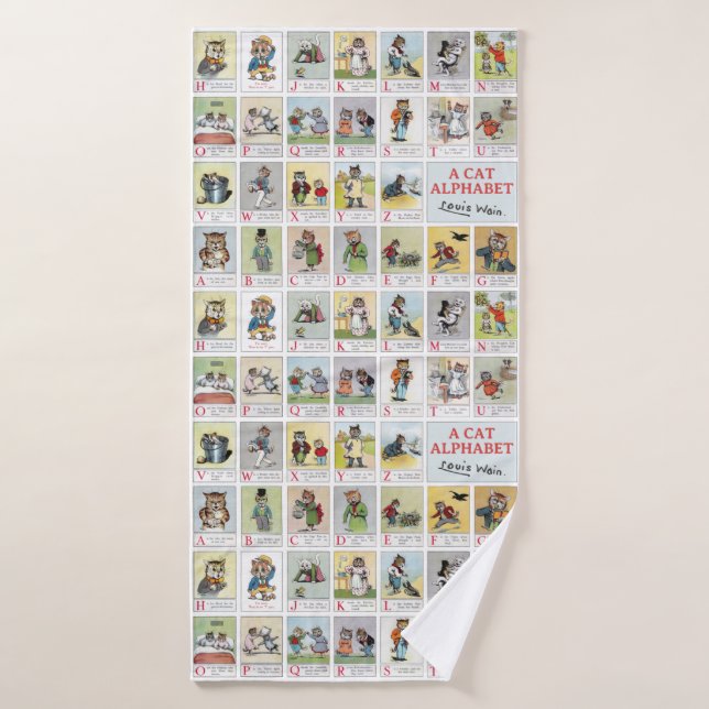Cat Alphabet, Louis Wain Bath Towel (Bath Towel)