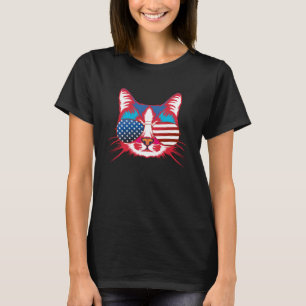 Cat  America Patriotic 4th July Independence Sungl T-Shirt