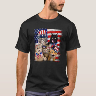 Cat American Flag   4th Of July Men Women Merica U T-Shirt