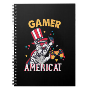 Cat Americat 4th Of July American Gamer Notebook