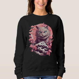 Cat Among Cherry Blossoms  Japanese Cat Sweatshirt