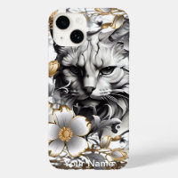 Cat amongst flowers change for your loved portrait