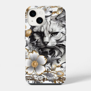 Cat amongst flowers change for your loved portrait iPhone 14 case