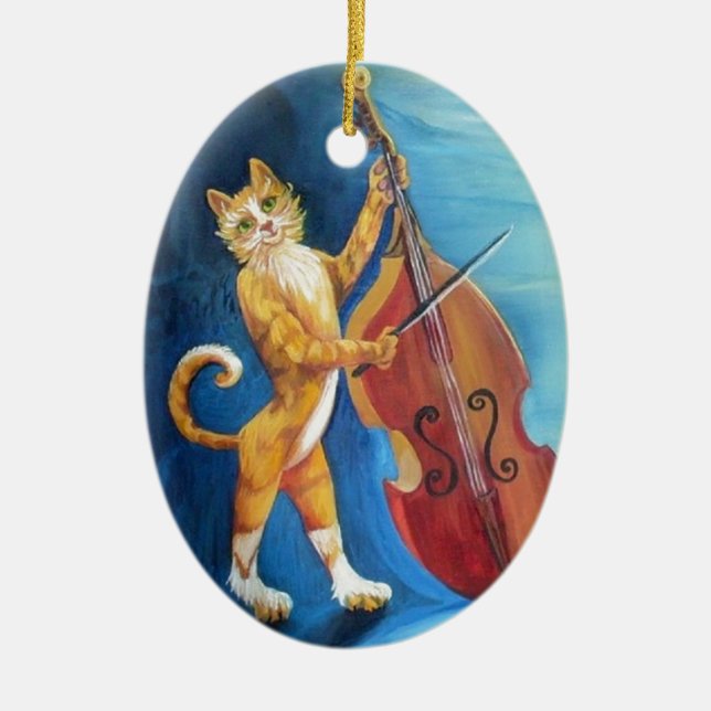 Cat and a Fiddle Ceramic Tree Decoration (Front)