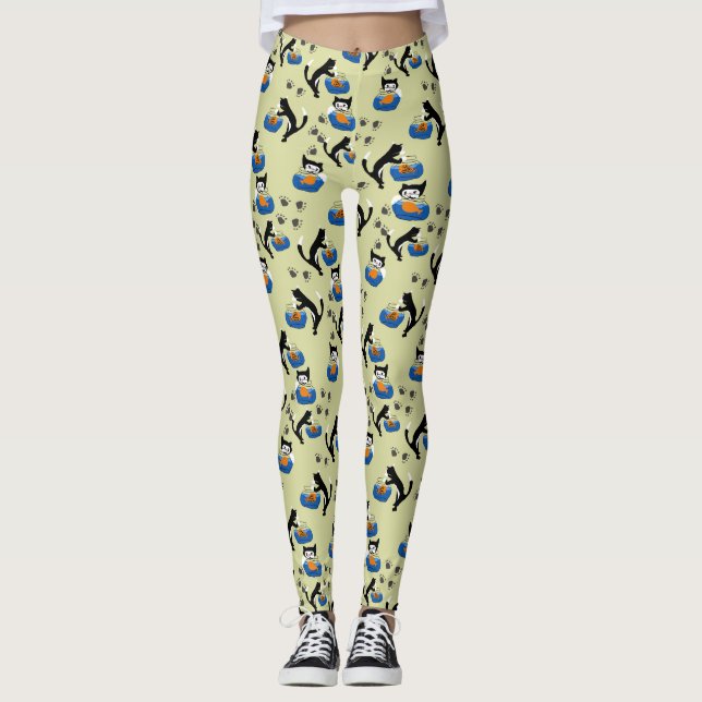 Cat and a Fishbowl Leggings (Front)