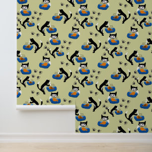 Cat and a Fishbowl Wallpaper