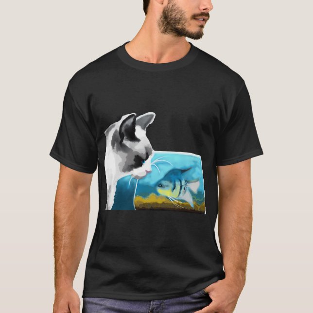 Cat and Angelfish T-Shirt (Front)