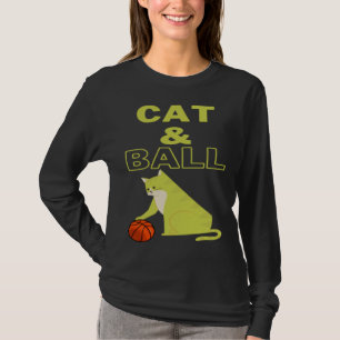 Cat and Ball cat holding a basketball with its paw T-Shirt