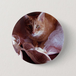 Cat and Ballet Slippers 6 Cm Round Badge