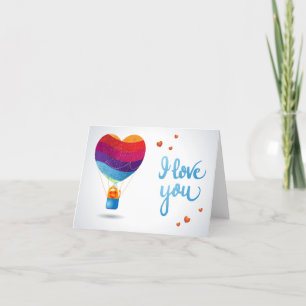 Cat and Ballon of Love Holiday Card