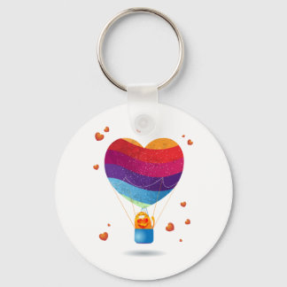 Cat and Ballon of Love Key Ring