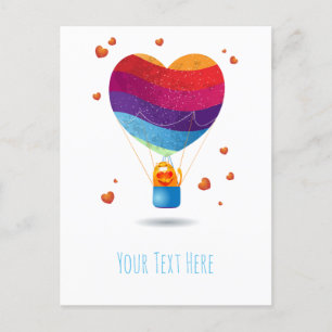 Cat and Ballon of Love Postcard