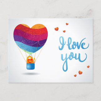 Cat and Ballon of Love Postcard