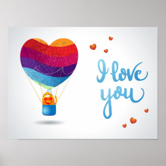 Cat and Ballon of Love Poster