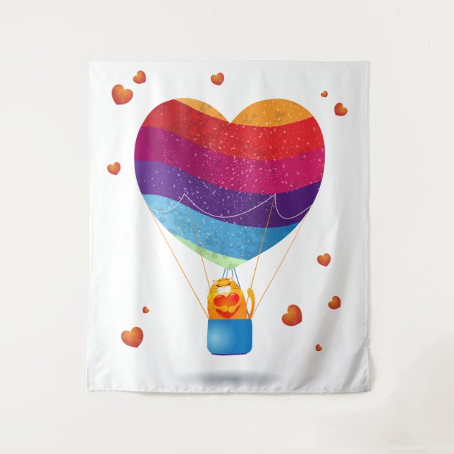 Cat and Ballon of Love  Tapestry (Front)