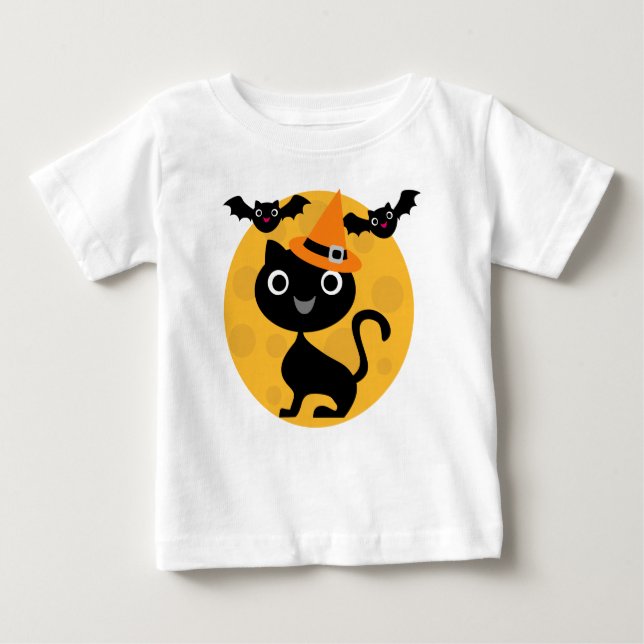 Cat and Bats Halloween T-shirts and Gifts (Front)