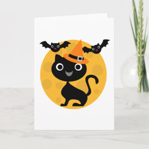 Cat and Bats Halloween T-shirts and Gifts Card