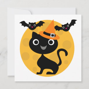 Cat and Bats Halloween T-shirts and Gifts Card