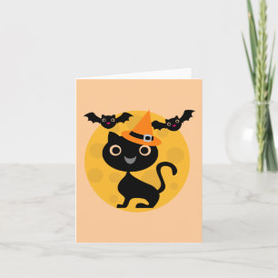 Cat and Bats Halloween T-shirts and Gifts Card