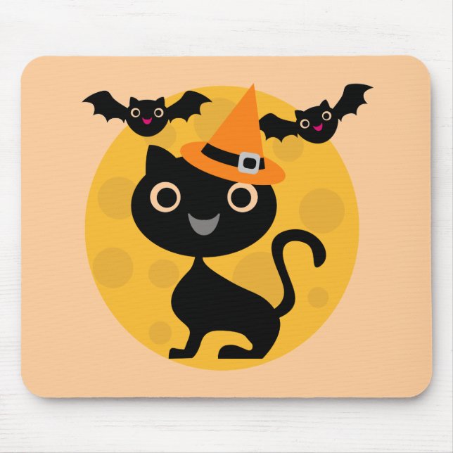Cat and Bats Halloween T-shirts and Gifts Mouse Pad (Front)