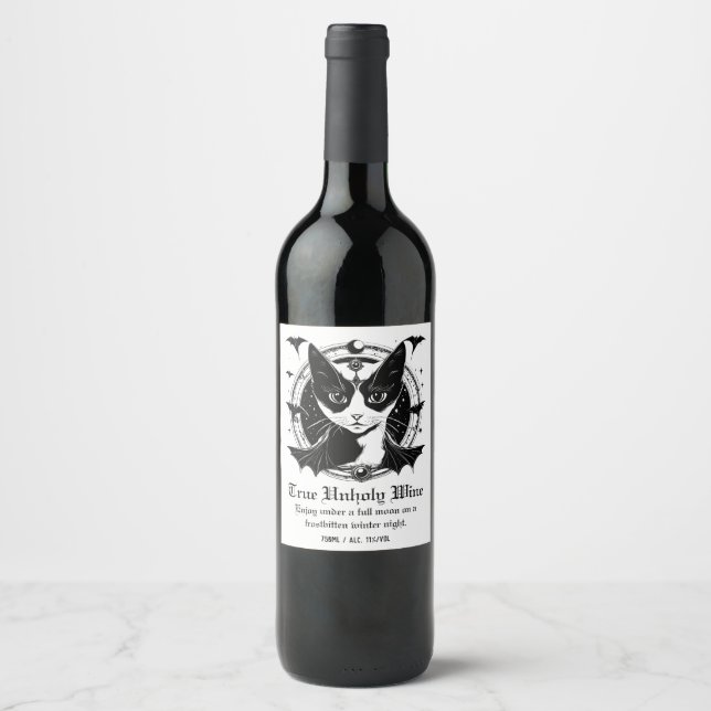 Cat and Bats I Wine Label (Front)