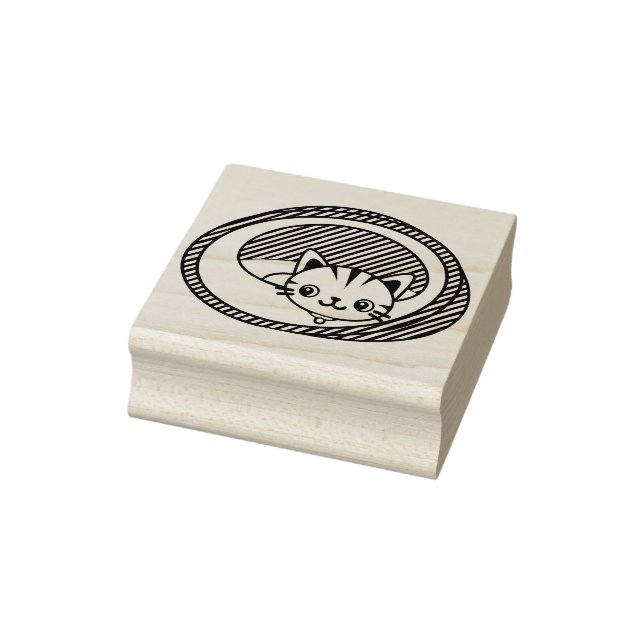 cat and bed art stamp (Stamp)