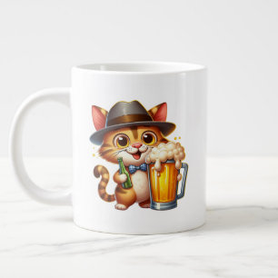 Cat And Beer Clipart Design-85244 Large Coffee Mug