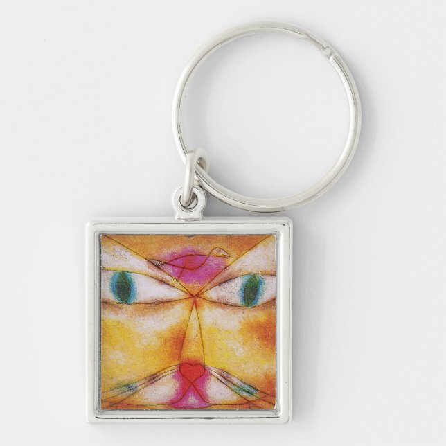 Cat and Bird - Abstract Art - Paul Klee Key Ring (Front)