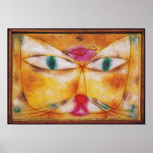 Cat and Bird - Abstract Art Poster Print