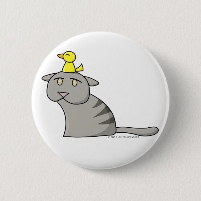 Cat and Bird Design Button 01 (Front)