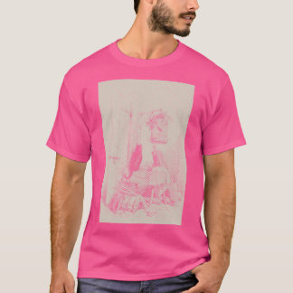 Cat and birdcage Diagonal Lines T-Shirt