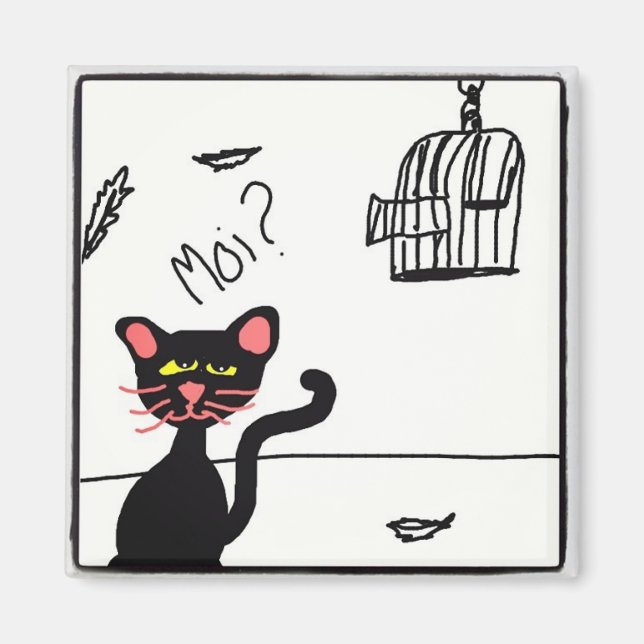 Cat and Birdcage Magnet (Front)