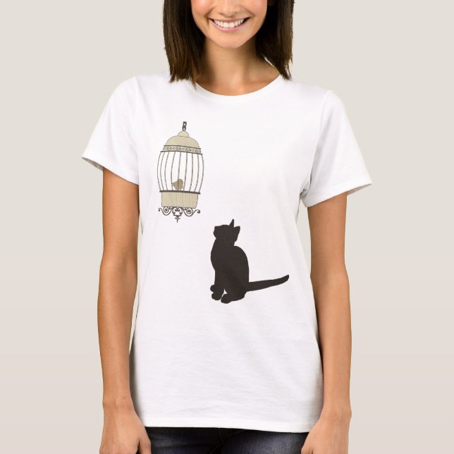 Cat and Birdcage T-Shirt (Front)