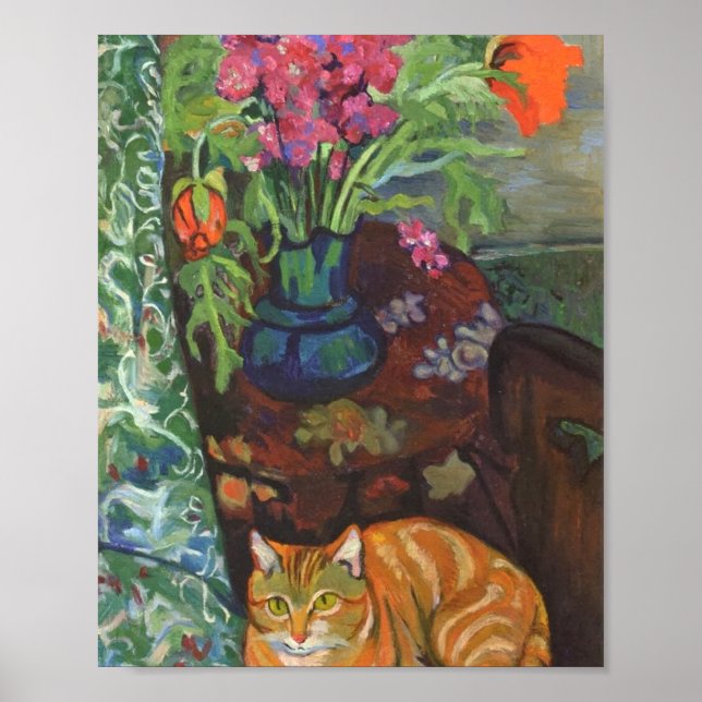 Cat And Bouquet Suzanne Valadon Poster (Front)