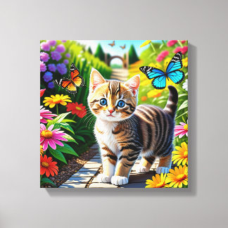 Cat and butterflies canvas print