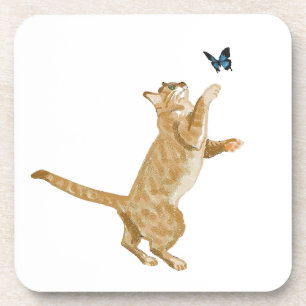 Cat and butterfly coaster