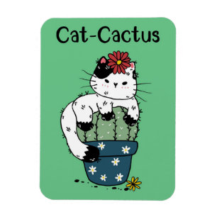 Cat And Cactus Magnet