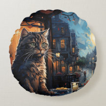 Cat and Cafe at Night