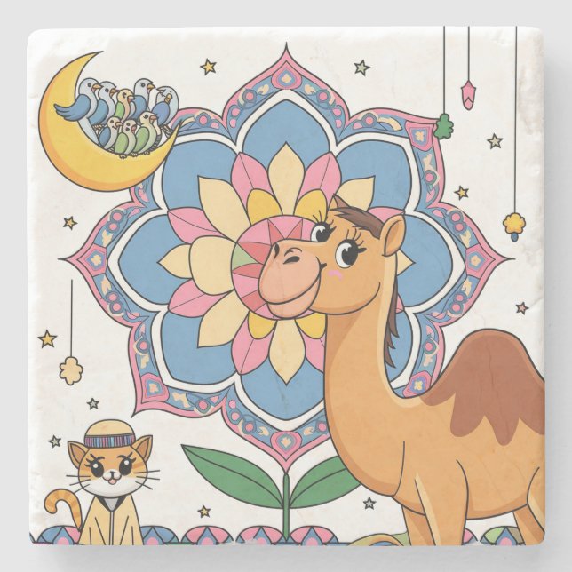 Cat And Camel Stone Coaster (Front)