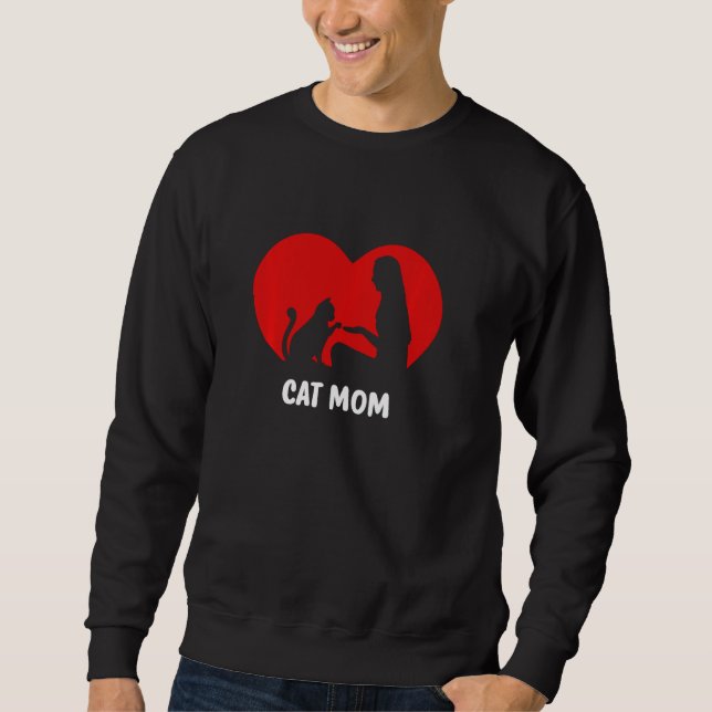 Cat And Cat Owner With Heart Cat Mum Pullover (Front)
