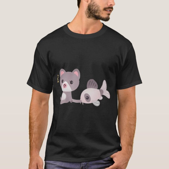 Cat and catfish T-Shirt (Front)