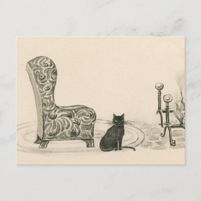 Cat and Chair from 1921 book Postcard (Front)