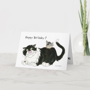 Cat and Chickadee Best Friend Birthday Card