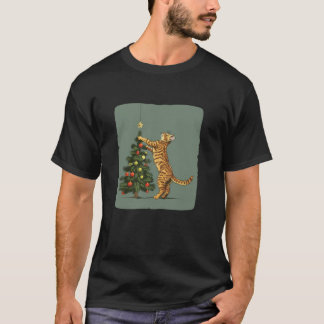 Cat and Christmas Tree T-Shirt