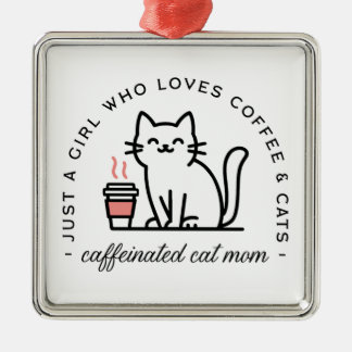 Cat and coffee lover girly aesthetic metal tree decoration