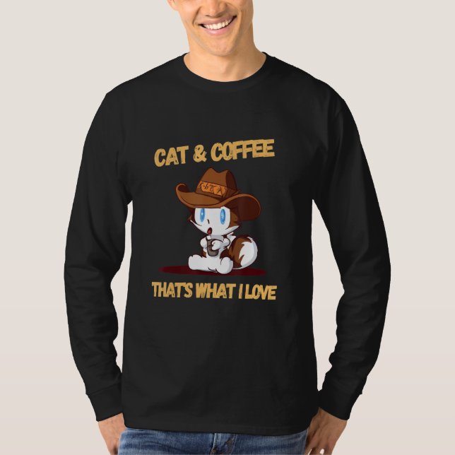 Cat and Coffee Print - The Ideal for Any Cat Lover T-Shirt (Front)